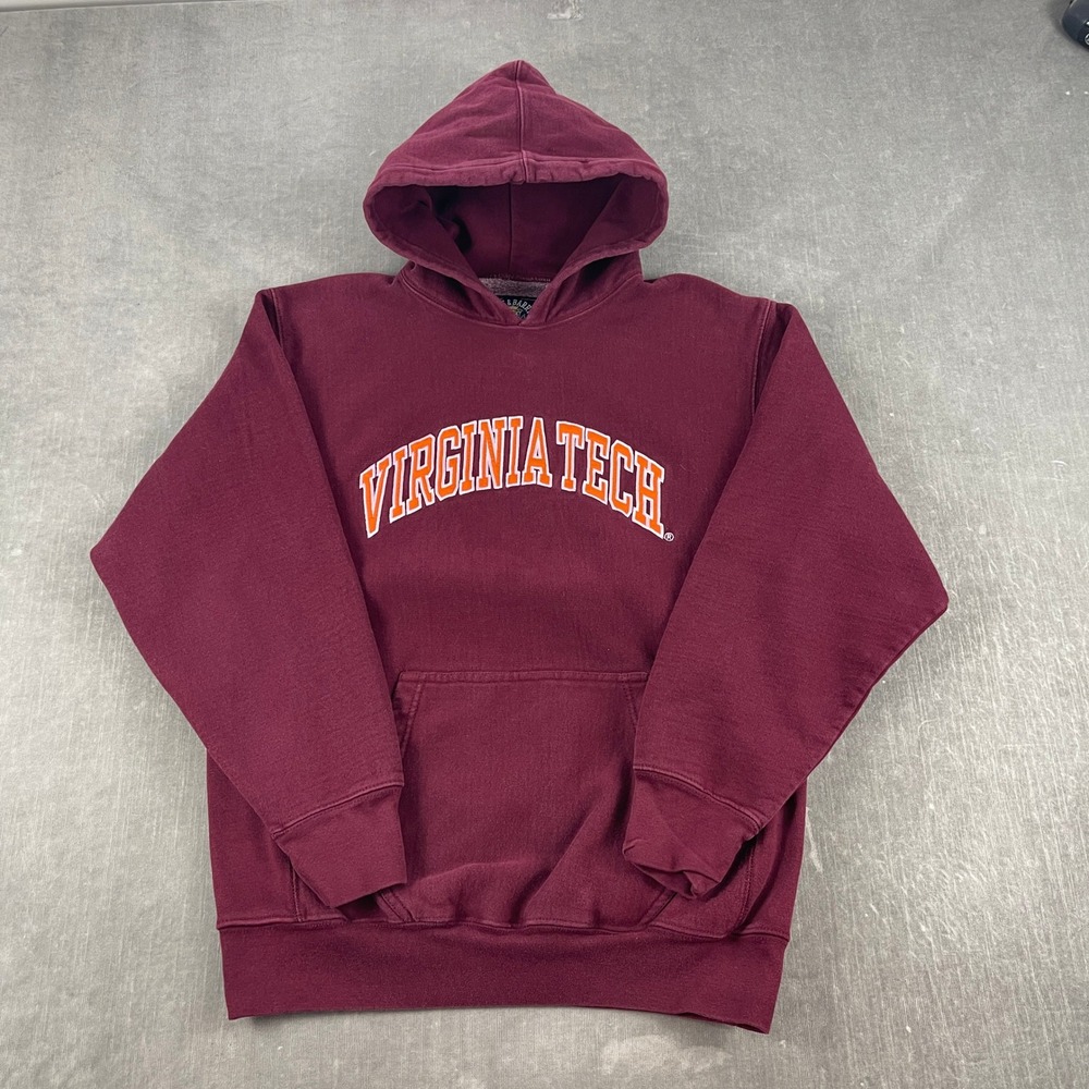 Virginia Tech Men M Maroon Hoodie Steve & Barry's Embroidered Arch Logo Pullover